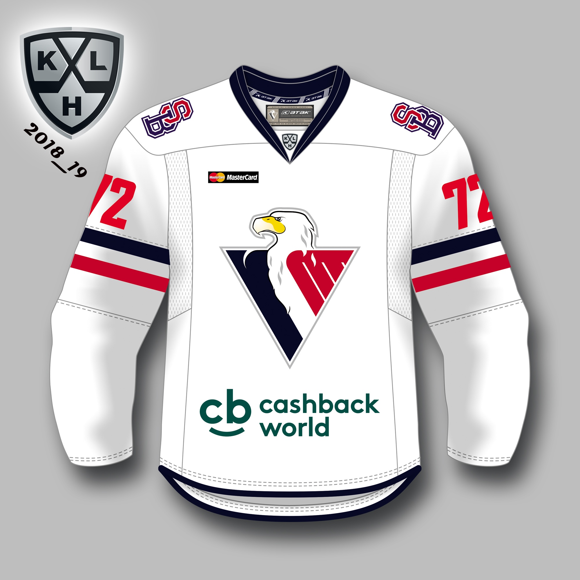 HC Slovan KHL dres (2018-2019), vonkajší + vlastné meno a číslo