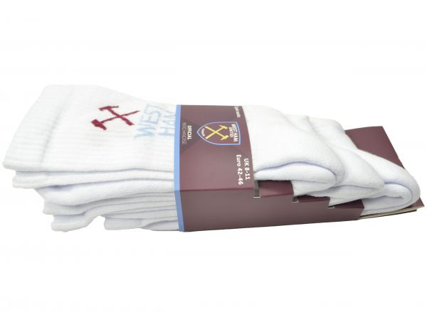 West Ham United FC športové ponožky biele (3 páry v balení)