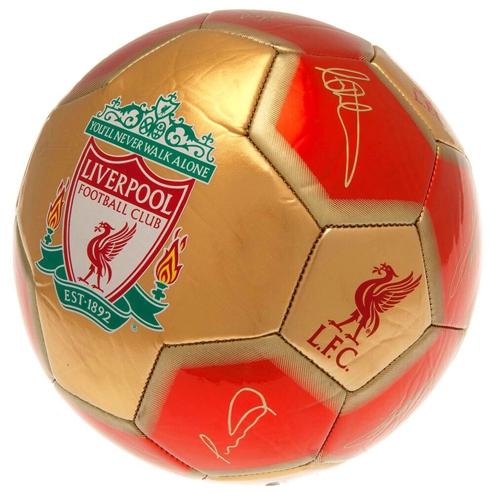 Liverpool futbalová lopta s podpismi