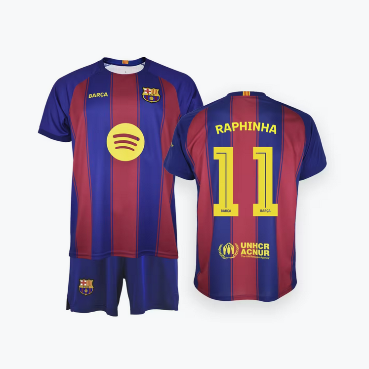 FC Barcelona RAPHINHA set detský - dres + kraťasy (2025-2026) domáci - oficiálna replika