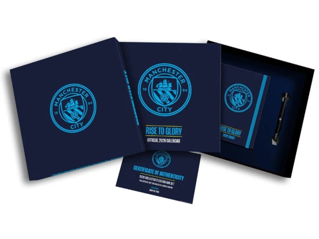 Manchester City darčeková sada 2026 - kalendár + diár + pero