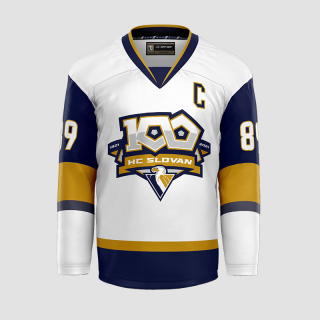 HC Slovan 100 rokov dres biely pánsky (2021-22) ofic. replika s vyšívaným logom