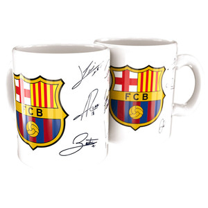 FC Barcelona hrnček s podpismi biely - SKLADOM